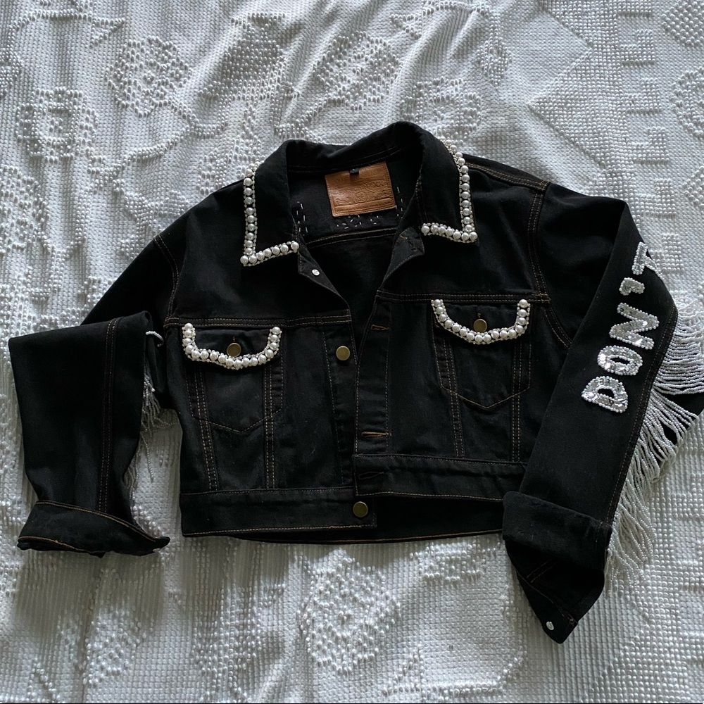 Black Embellished Denim Jacket